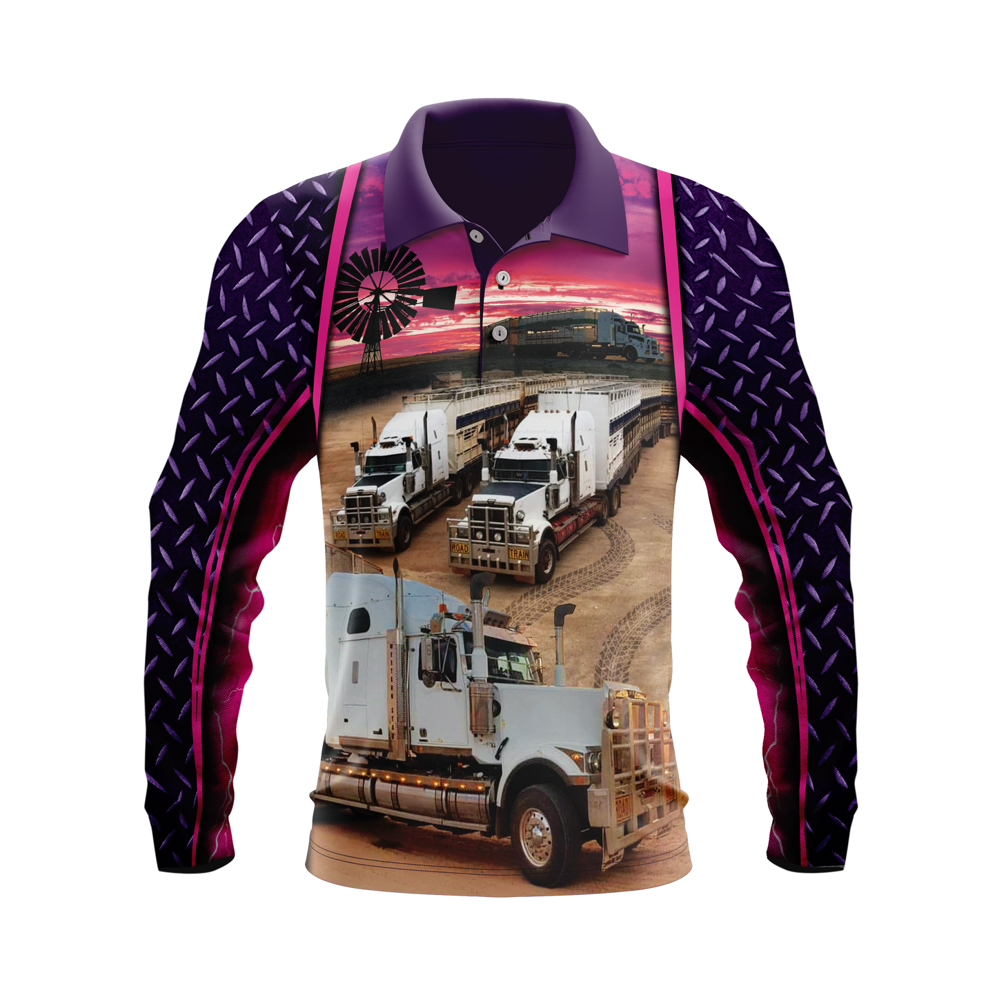 Pink Cattle Trucker Polo Shirt