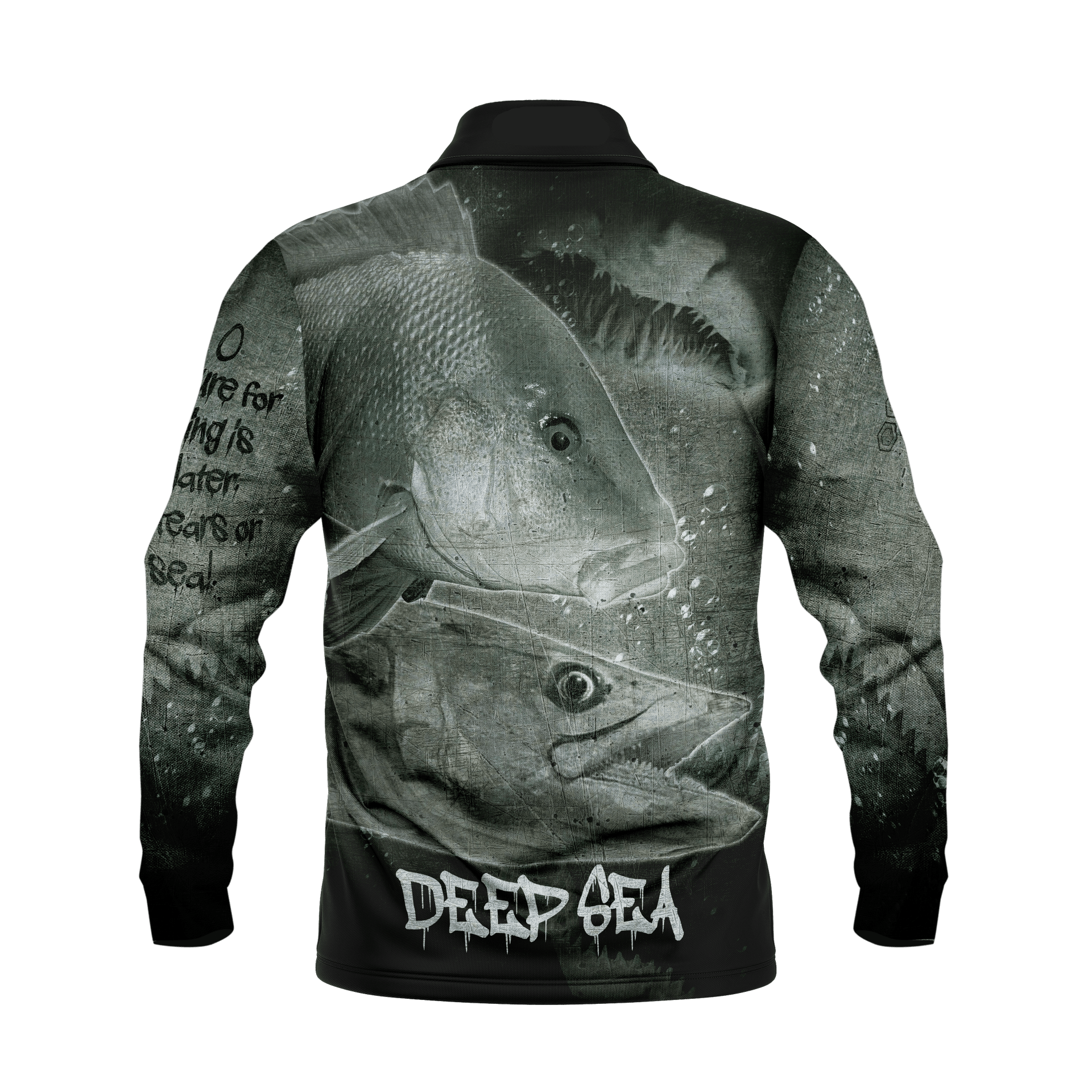 deep sea fishing polos Black Cotton Long Sleeve Shirts -Long Sleeve Surf Shirts S / Heather Gray 48% polyester (heather colors) Pre Deep Sea Fishing Fishing Shirt