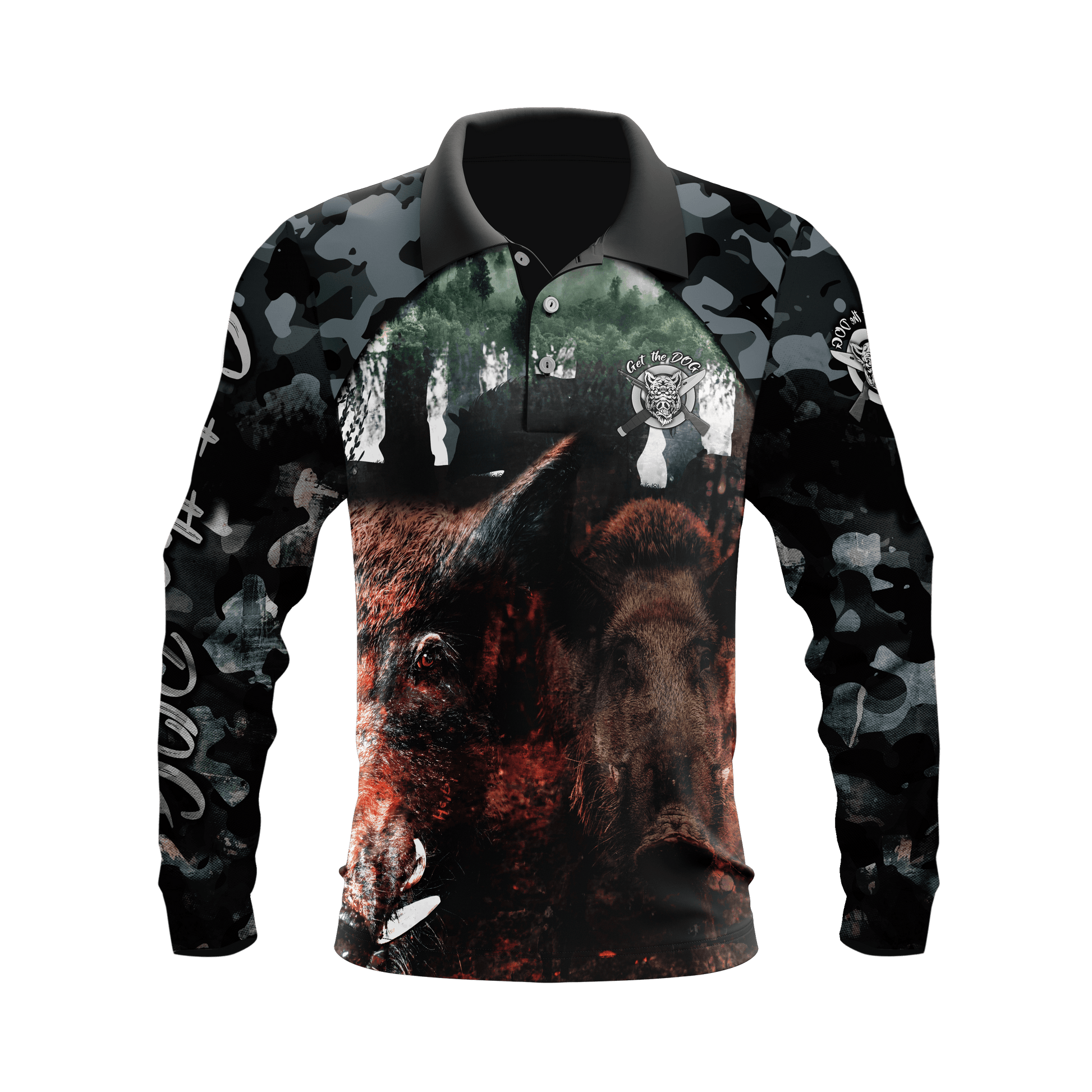 Adults Pig Hunter Polo Shirts long sleeve Fishing Shirts ozfs K-ozsportz  long sleeve fishing shirt OZFS – K-ozSportz