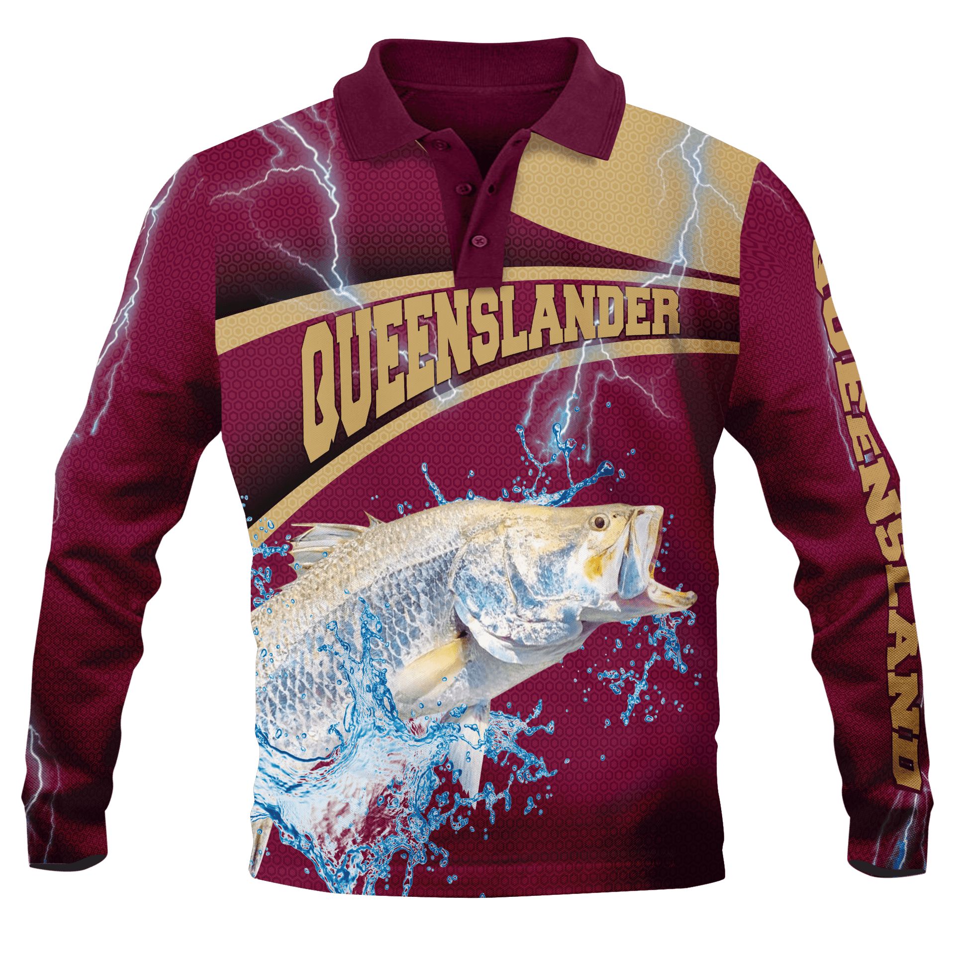 Adults Qld Barra Polo Shirts long sleeve Fishing Shirts ozfs K-ozsportz  long sleeve fishing shirt OZFS – K-ozSportz